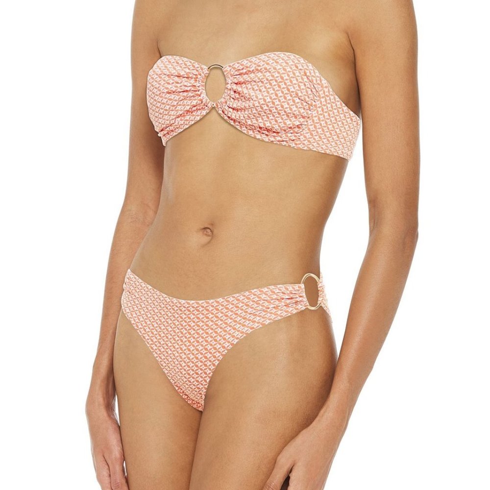 Sold Out Melissa Odabash Evita Ring Trim Bandeau Bikini Top Orange Mosaic L
